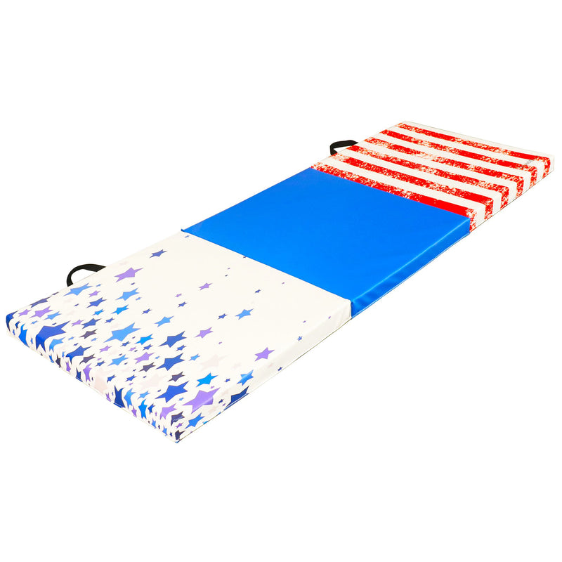 BalanceFrom  GoGym 6x2ft Folding 3 Panel Exercise Mat, Red/White/Blue (Used)