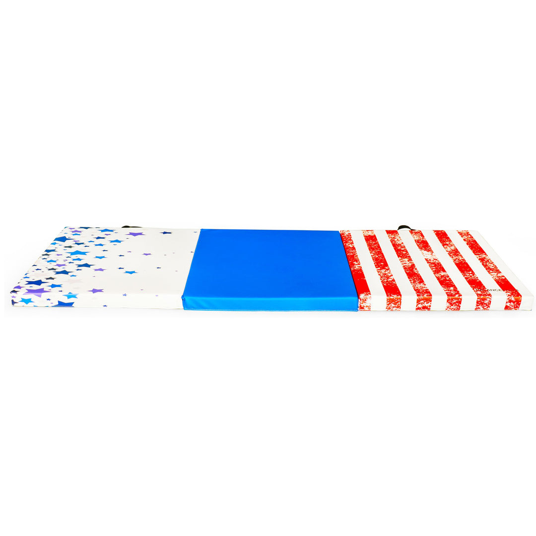 BalanceFrom Fitness GoGym 6x2ft Folding 3 Panel Exercise Mat, Red/White/Blue
