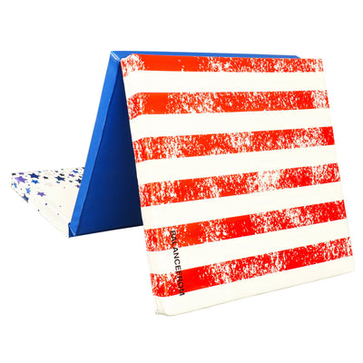 Fitness GoGym 1.5" Thick Folding 3 Panel Gym Mat, Red/White/Blue (Open Box) - VMInnovations
