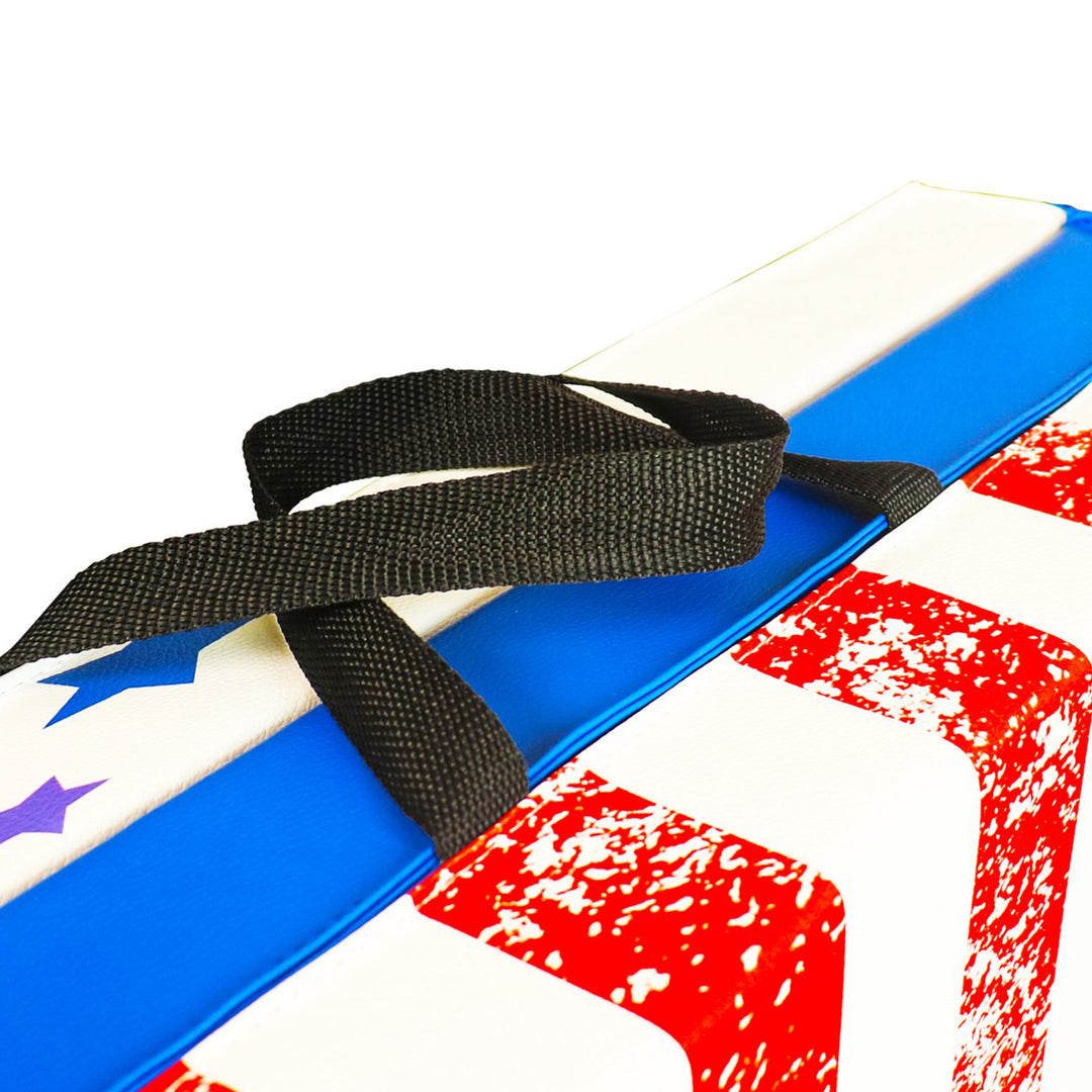 Fitness GoGym 1.5" Thick Folding 3 Panel Gym Mat, Red/White/Blue (Open Box) - VMInnovations