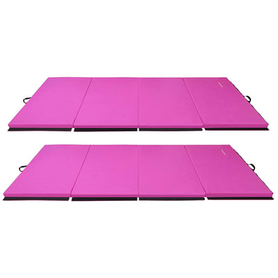 BalanceFrom Fitness 120x48in All Purpose Folding Gymnastics Mat, Pink (2 Pack)
