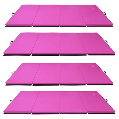 BalanceFrom Fitness 120 x 48" All Purpose Folding Gymnastics Mat, Pink (4 Pack)