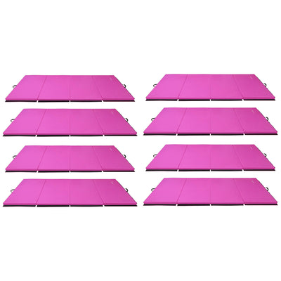 BalanceFrom Fitness 120x48in All Purpose Folding Gymnastics Mat, Pink (8 Pack)