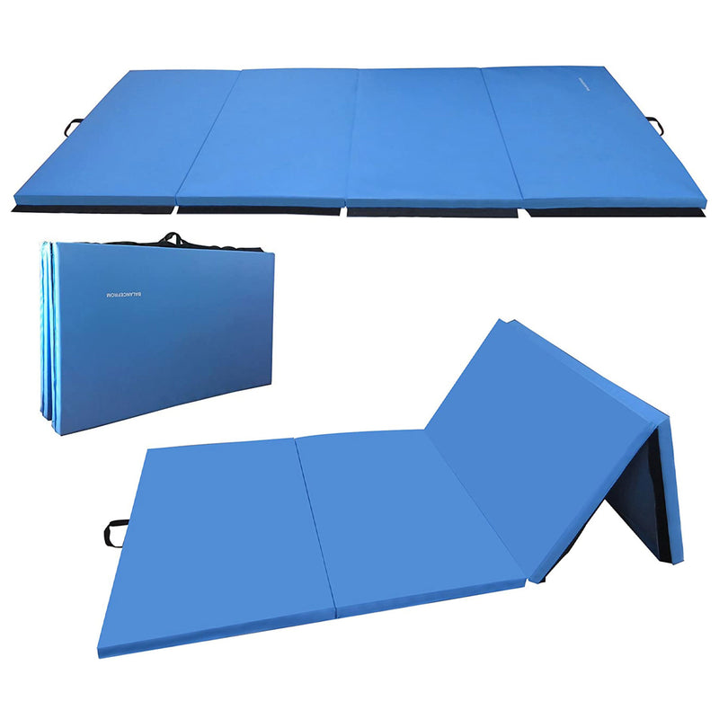 BalanceFrom Fitness 120x48in All Purpose Folding Gymnastics Mat, Blue (2 Pack)