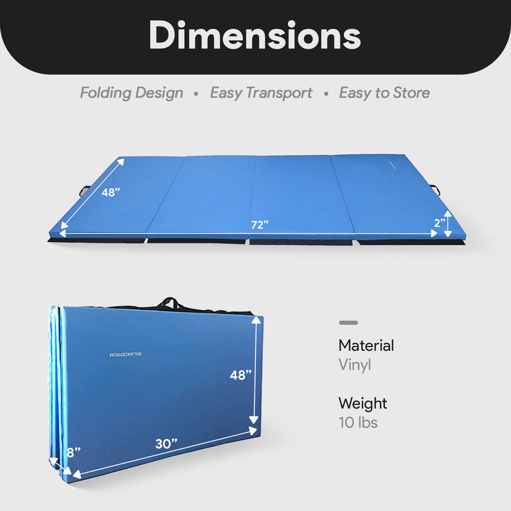 BalanceFrom Fitness 120x48in All Purpose Folding Gymnastics Mat, Blue (2 Pack) - VMInnovations