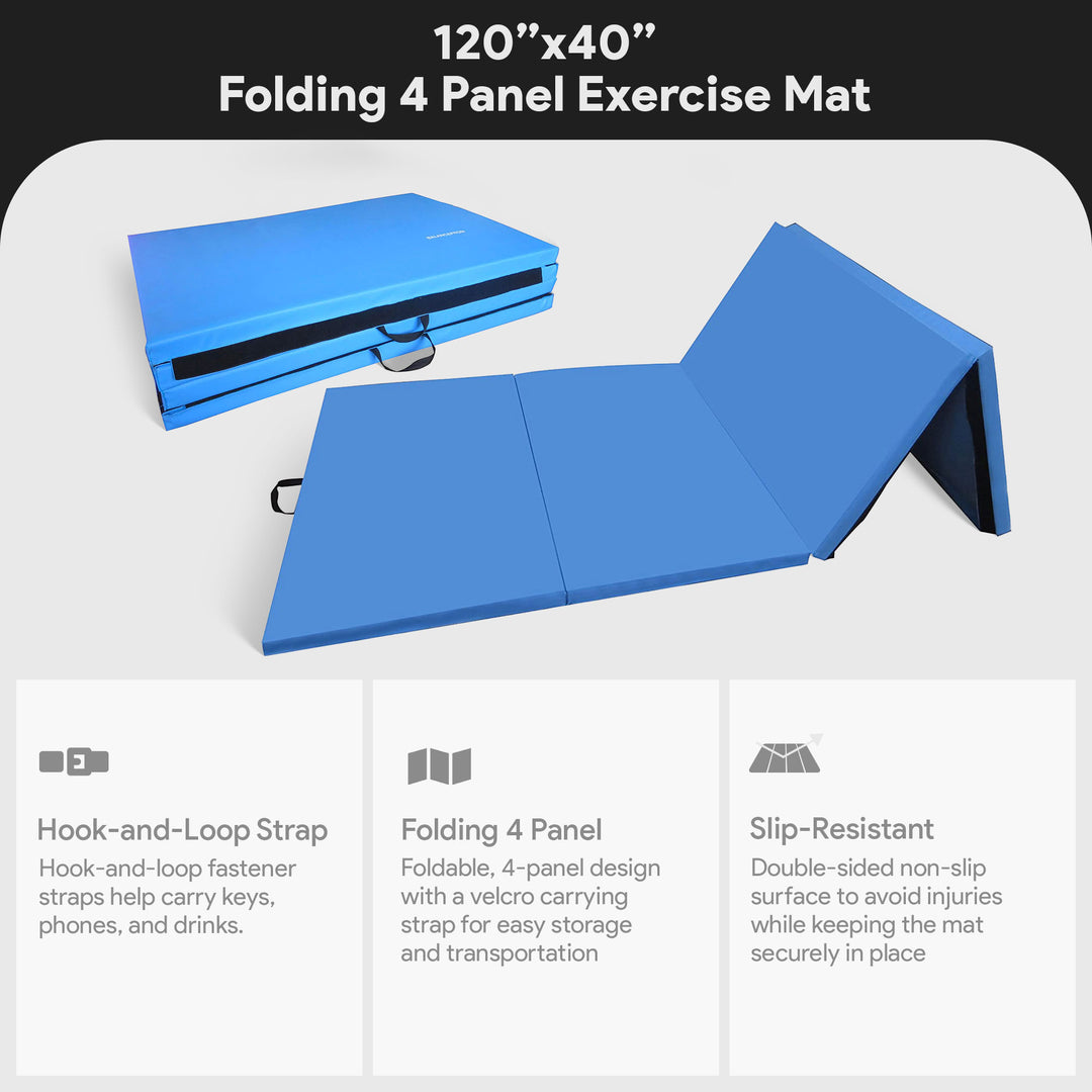 BalanceFrom Fitness 120x48in All Purpose Folding Gymnastics Mat, Blue (2 Pack) - VMInnovations