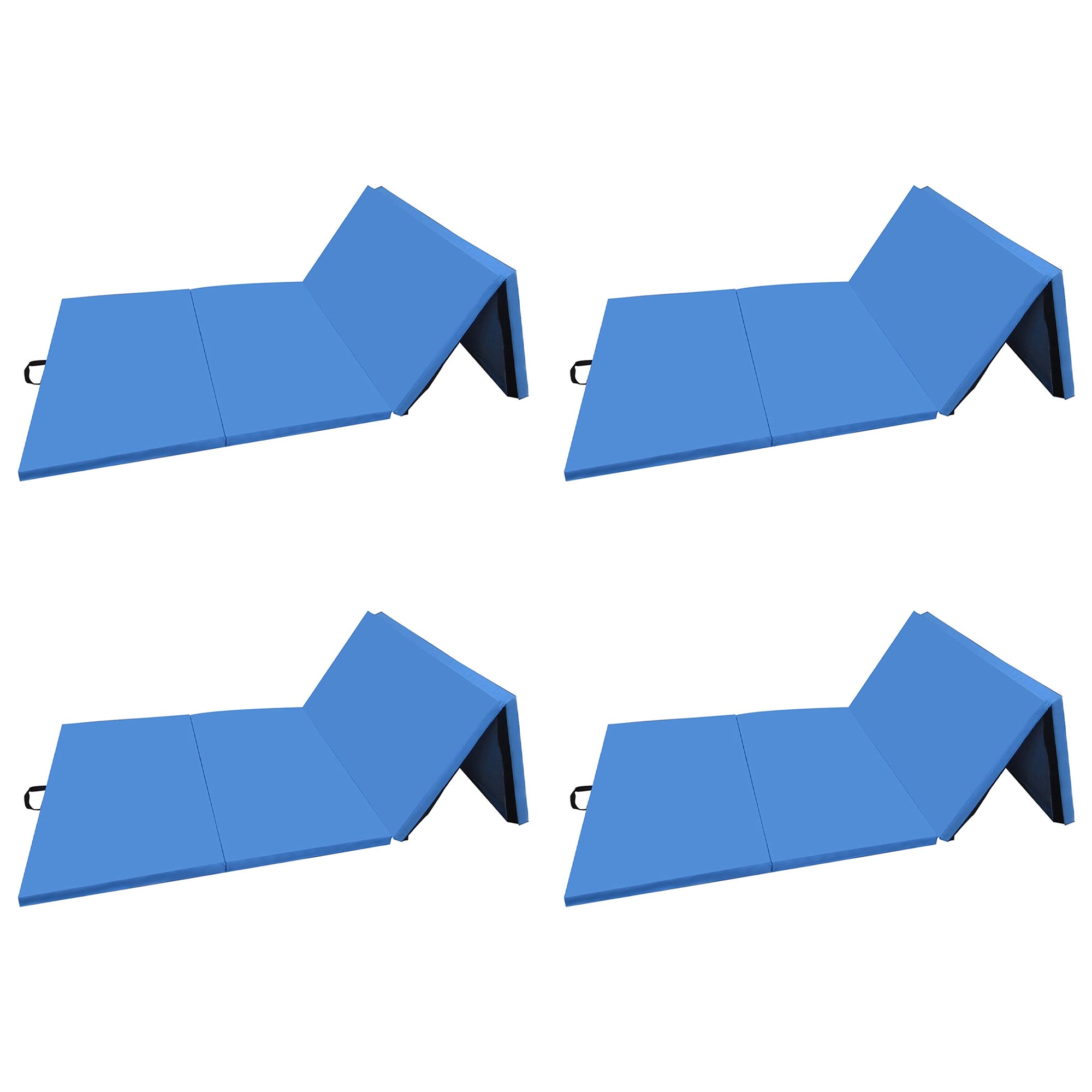 BalanceFrom Fitness 120 x 48" All Purpose Folding Gymnastics Mat, Blue (4 Pack)