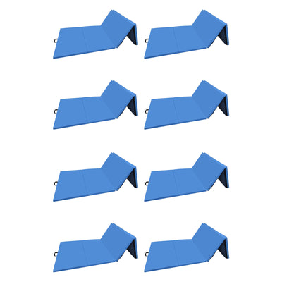 BalanceFrom Fitness 120x48in All Purpose Folding Gymnastics Mat, Blue (8 Pack)