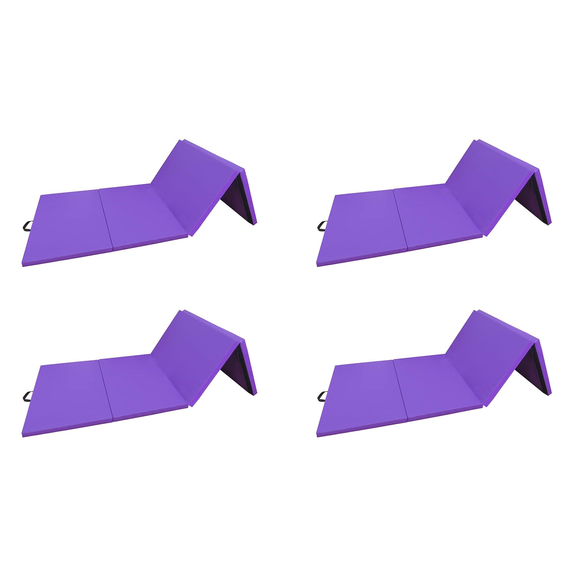BalanceFrom Fitness 120x48in All Purpose Folding Gymnastics Mat, Purple (4 Pack)