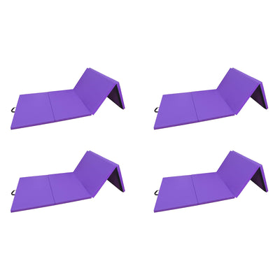 BalanceFrom Fitness 120x48in All Purpose Folding Gymnastics Mat, Purple (4 Pack)