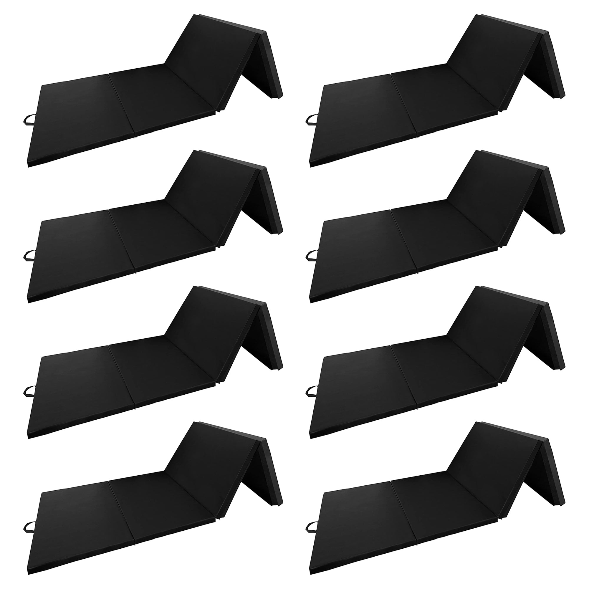 BalanceFrom Fitness 120x48in All Purpose Folding Gymnastics Mat, Black (8 Pack)