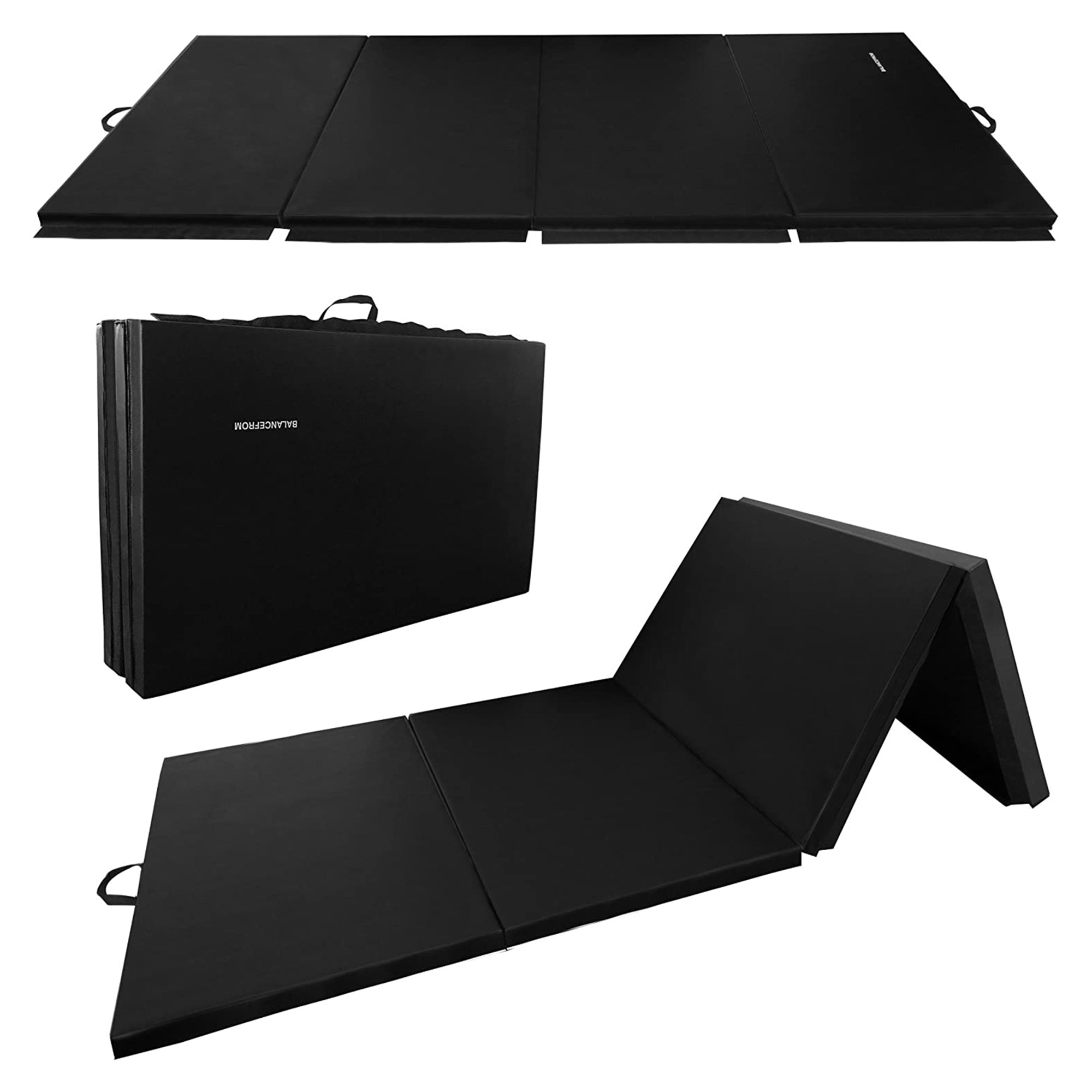 BalanceFrom Fitness 120x48in All Purpose Folding Gymnastics Mat, Black (2 Pack)