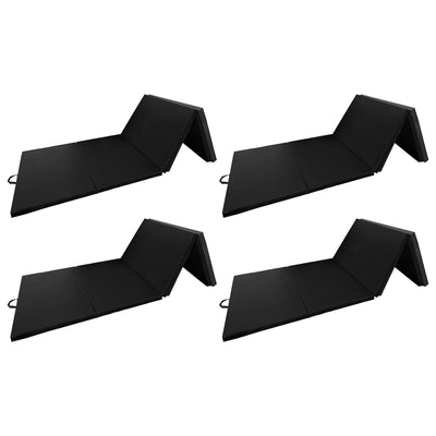 BalanceFrom Fitness 120x48in All Purpose Folding Gymnastics Mat, Black (4 Pack)
