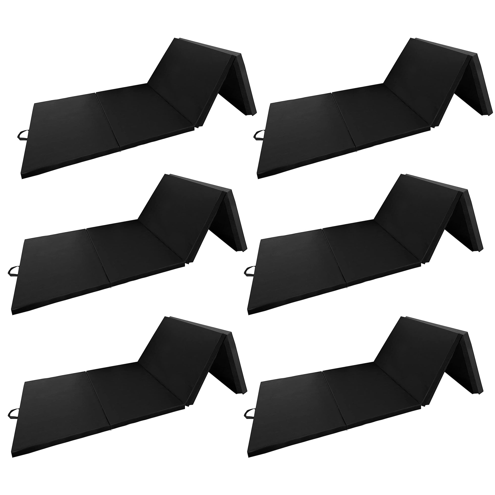 BalanceFrom Fitness 120x48in All Purpose Folding Gymnastics Mat, Black (6 Pack)
