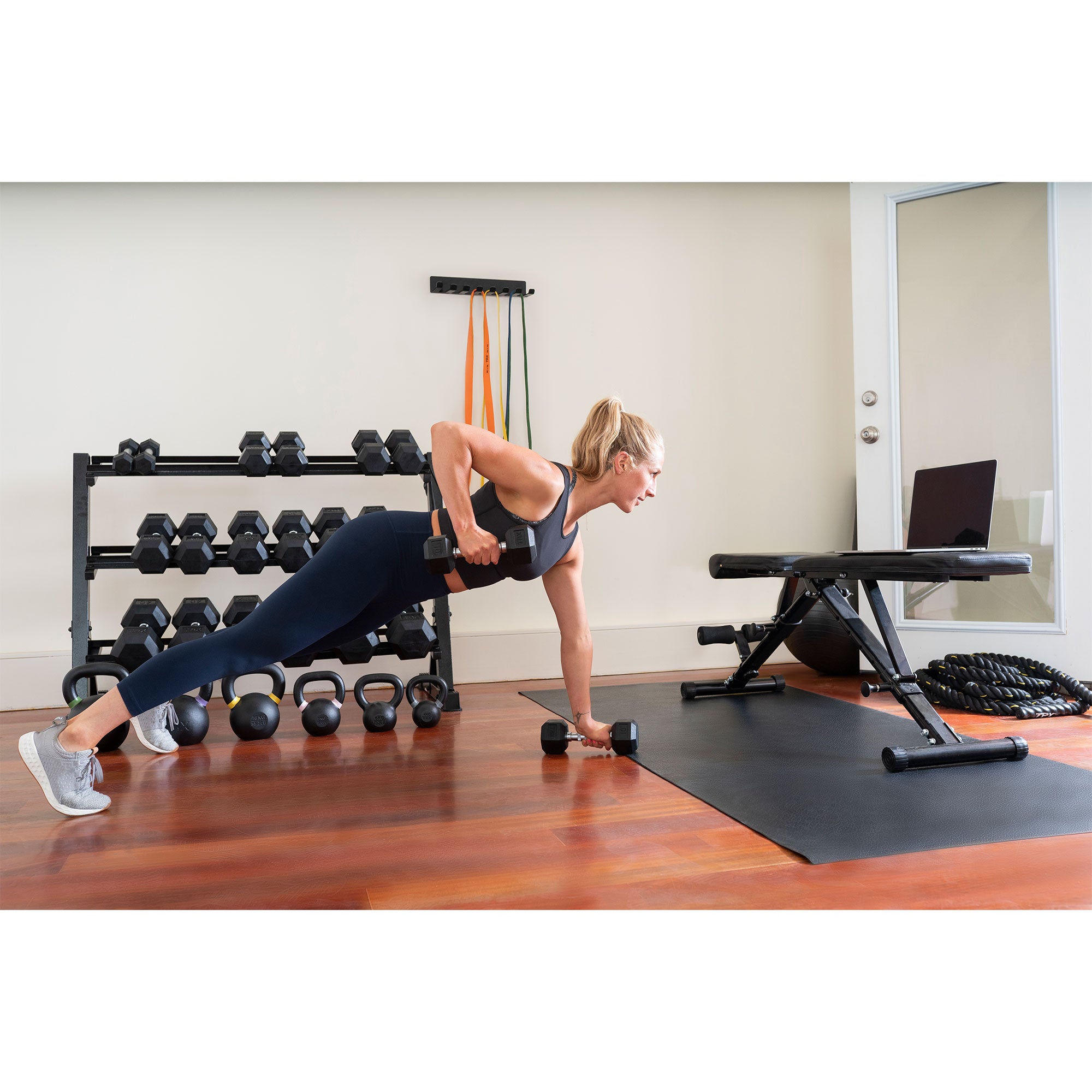 TRX Hex Rubber 40lb Dumbbell Weight Strength Training Workout Equipment, 1 Pair