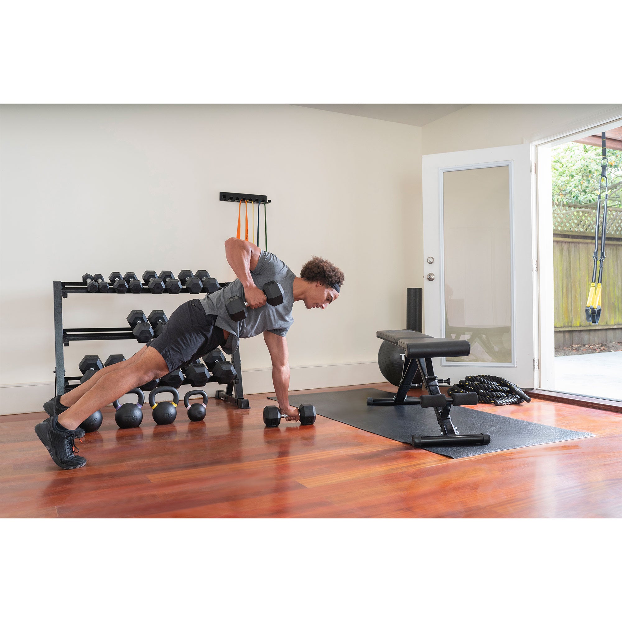 TRX Hex Rubber 40lb Dumbbell Weight Strength Training Workout Equipment, 1 Pair