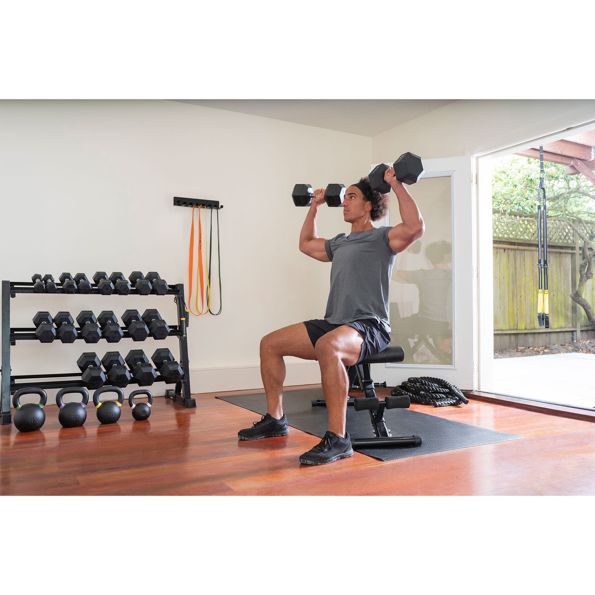 TRX Hex Rubber 40lb Dumbbell Weight Strength Training Workout Equipment, 1 Pair