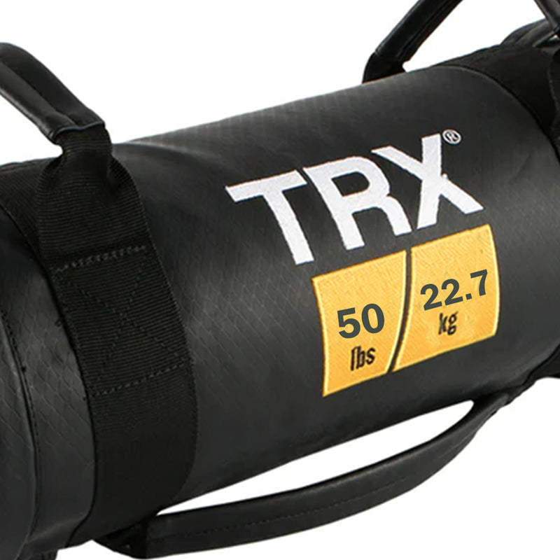 TRX Power Bag 50 Pound Vinyl Prefilled Sandbag Weighted Gym Exercise Bag, Black