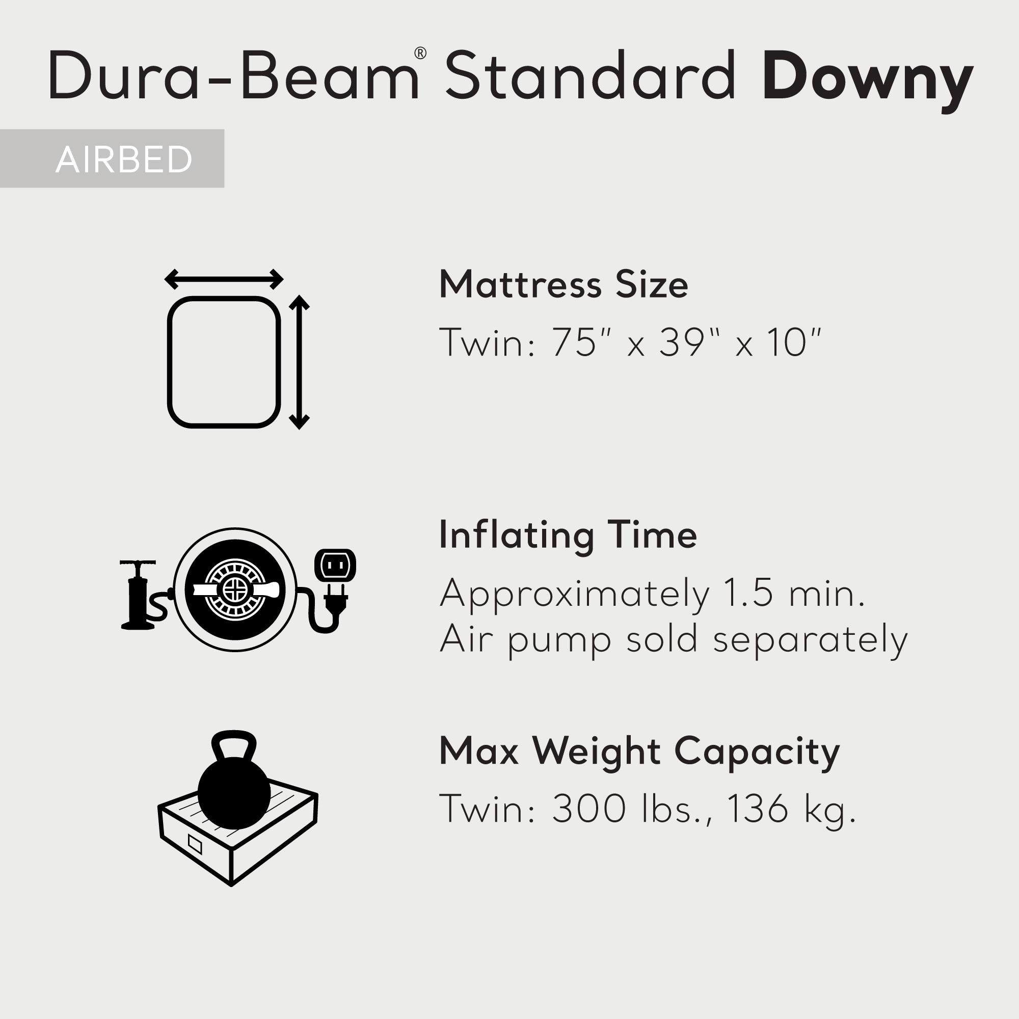 Intex 10 Inch Dura-Beam Standard Downy Air Mattress, Twin (Pump Not Included) - VMInnovations