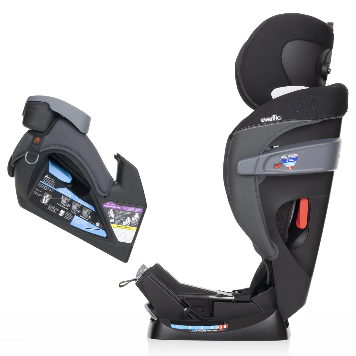 Evenflo All4One DLX Convertible Washable Car Seat w/SensorSafe, Kingsley Black - VMInnovations