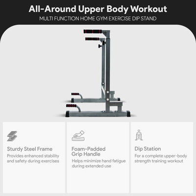 BalanceFrom Multi Function Home Gym Exercise Dip Stand, 500lb Cap Gray(Open Box) - VMInnovations
