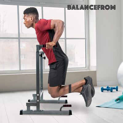BalanceFrom Multi Function Home Gym Exercise Dip Stand, 500lb Cap Gray(Open Box)