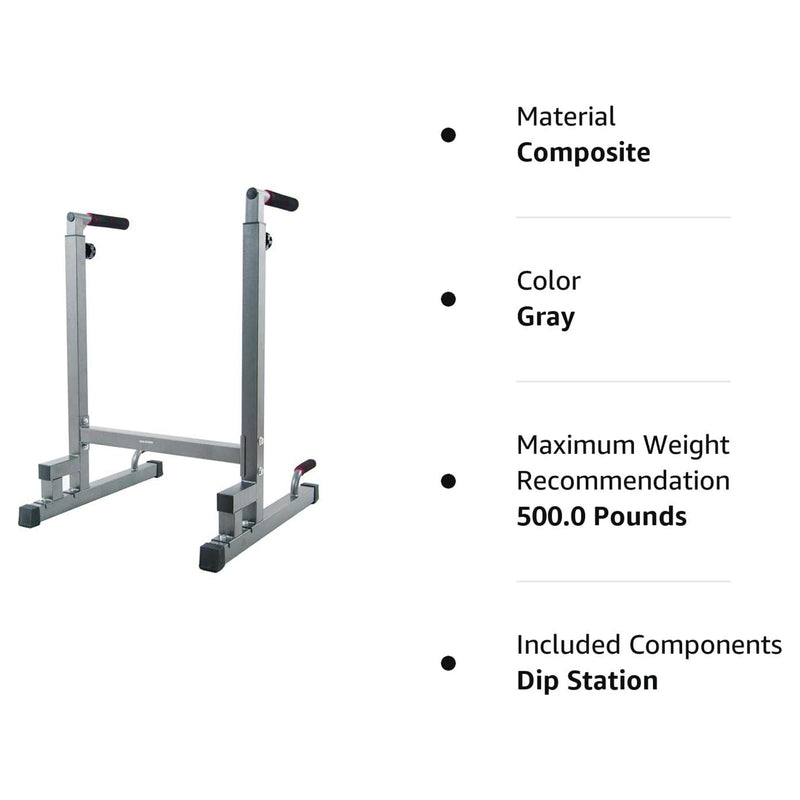 BalanceFrom Multi Function Home Gym Exercise Dip Stand, 500lb Capacity, Gray