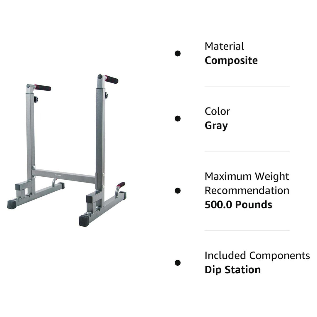 BalanceFrom Multi Function Home Gym Exercise Dip Stand, 500lb Cap Gray(Open Box)