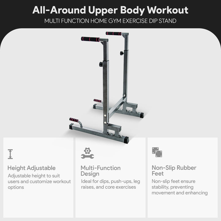 BalanceFrom Multi Function Home Gym Exercise Dip Stand, 500lb Capacity, Gray