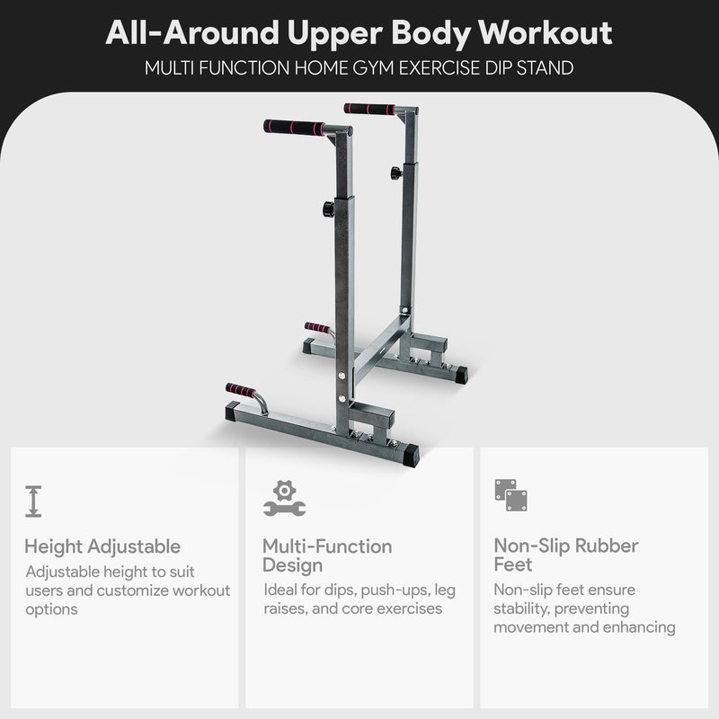 BalanceFrom Multi Function Home Gym Exercise Dip Stand, 500lb Capacity, Gray