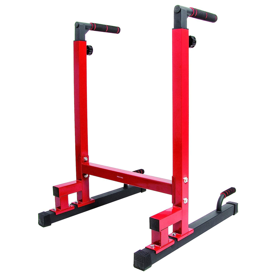 BalanceFrom Home Gym Exercise Dip Stand, 500lb Capacity, Red (Used)