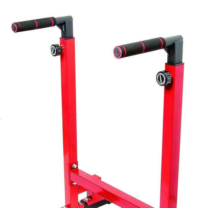 BalanceFrom Home Gym Exercise Dip Stand, 500lb Capacity, Red (Used)