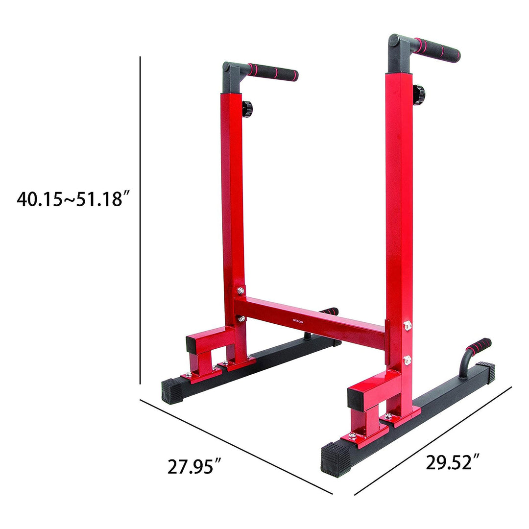 BalanceFrom Multi-Function Home Gym Exercise Dip Stand, 500lb Capacity, Red