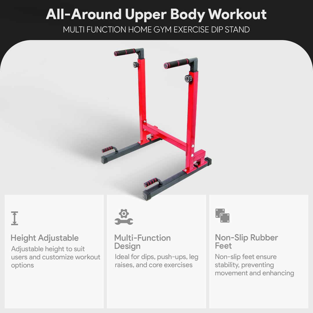 BalanceFrom Home Gym Exercise Dip Stand, 500lb Capacity, Red (Used)