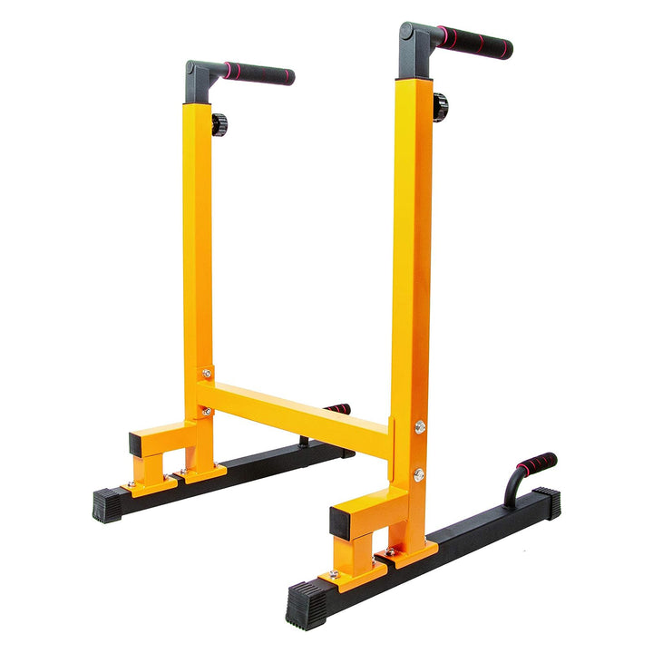 Multi-Function Home Gym Exercise Dip Stand, 500lb Capacity, Yellow (Used) - VMInnovations