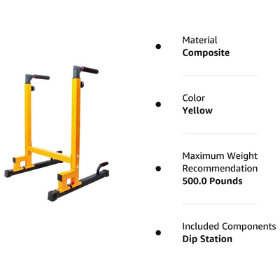 BalanceFrom Multi-Function Home Gym Exercise Dip Stand, 500lb Capacity, Yellow