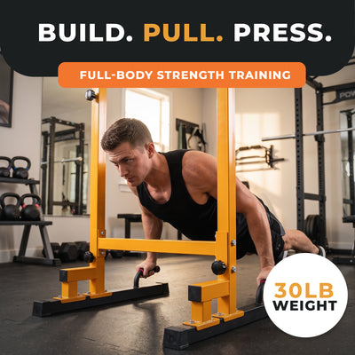 BalanceFrom Multi-Function Home Gym Exercise Dip Stand, 500lb Capacity, Yellow