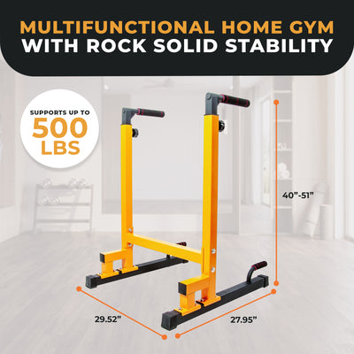 BalanceFrom Multi-Function Home Gym Exercise Dip Stand, 500lb Capacity, Yellow