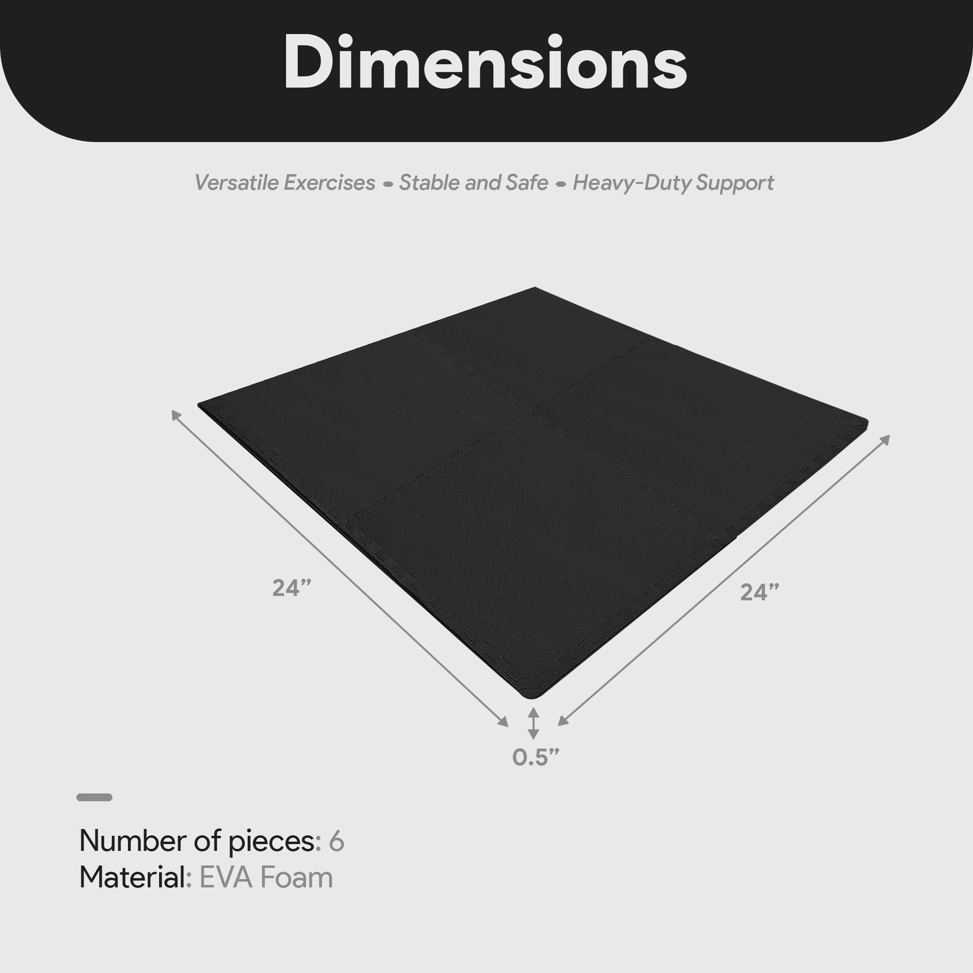 BalanceFrom Fitness 24 Sq Ft Interlocking EVA Foam Mat Tiles,BLK(Open Box) - VMInnovations