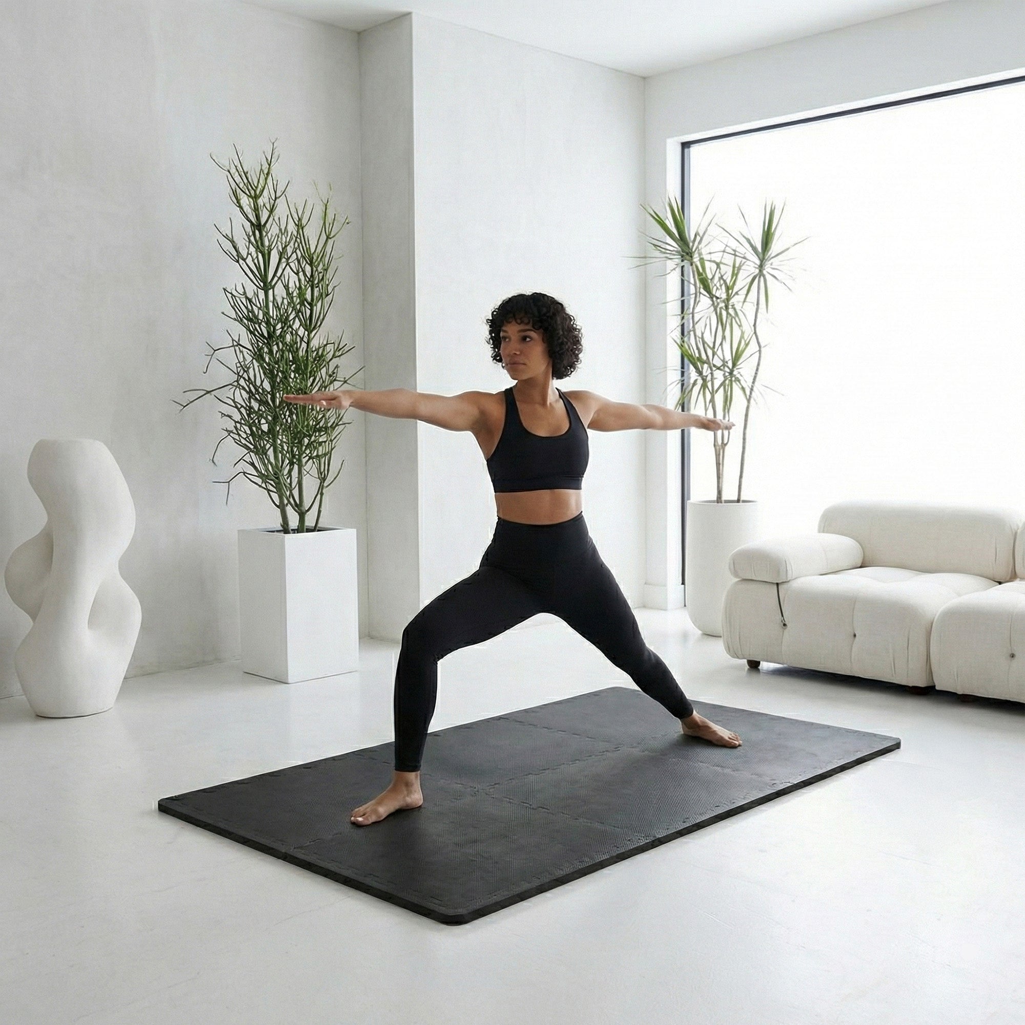 BalanceFrom Fitness 24 Sq Ft Interlocking EVA Foam Mat Tiles,BLK(Open Box)