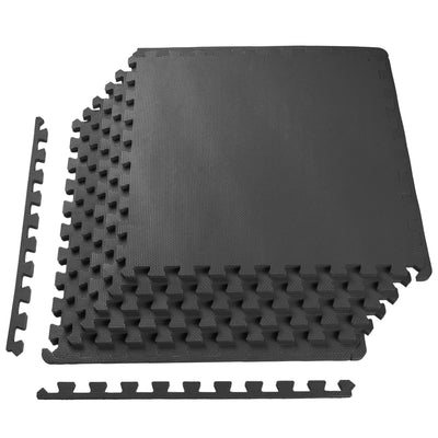BalanceFrom Fitness 24 Sq Ft Interlocking EVA Foam Exercise Mat Tiles, Black - VMInnovations