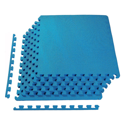 BalanceFrom Fitness 24 SqFt Interlocking EVA Foam Exercise Mat Tiles, Blue(Used)