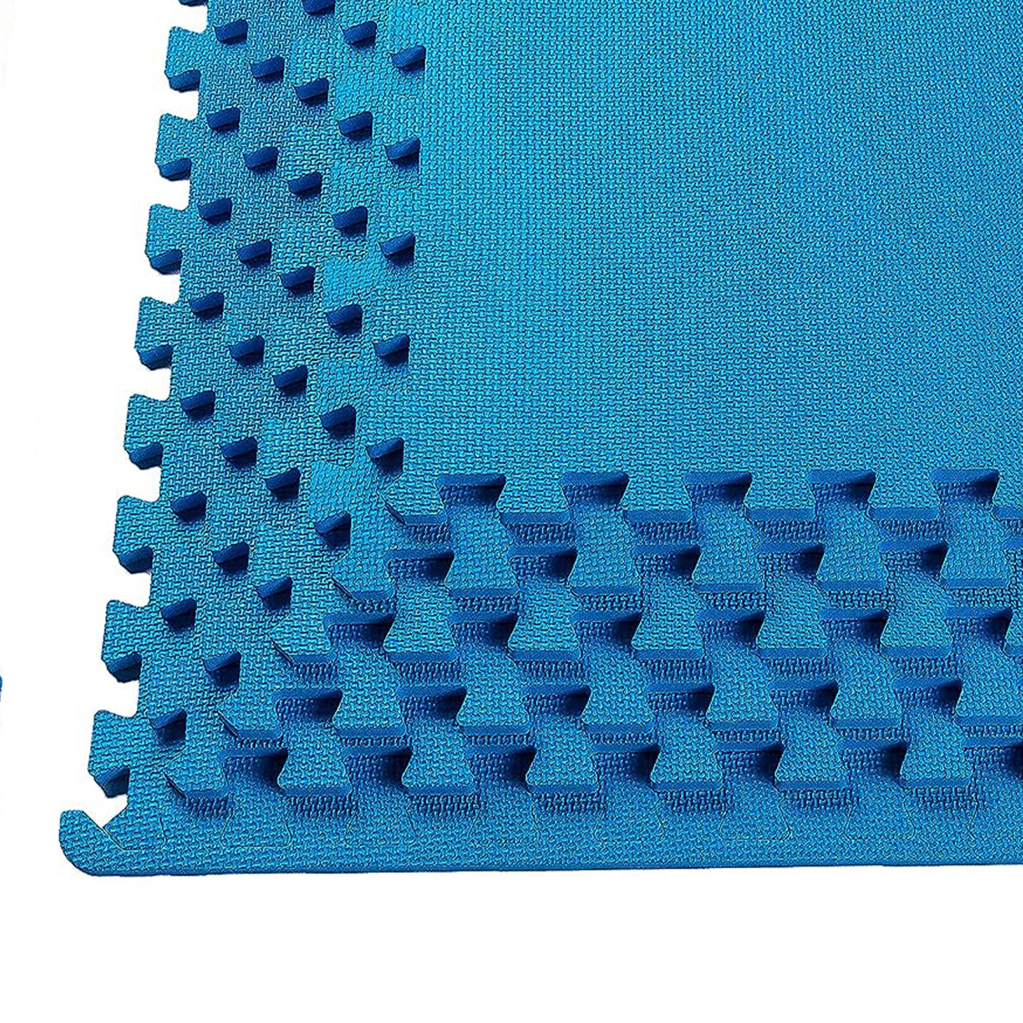 BalanceFrom Fitness 24 Sq Ft Interlocking EVA Foam Exercise Mat Tiles, Blue - VMInnovations