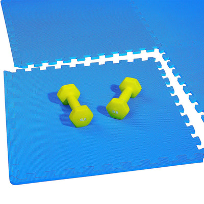 BalanceFrom Fitness 24 Sq Ft Interlocking EVA Foam Exercise Mat Tiles, Blue - VMInnovations