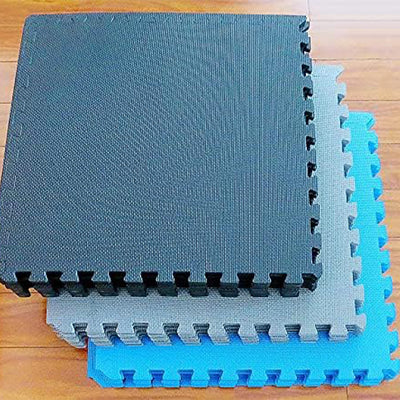 BalanceFrom Fitness 24 SqFt Interlocking EVA Foam Exercise Mat Tiles, Blue(Used) - VMInnovations