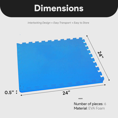 BalanceFrom Fitness 24 Sq Ft Interlocking EVA Foam Exercise Mat Tiles, Blue - VMInnovations
