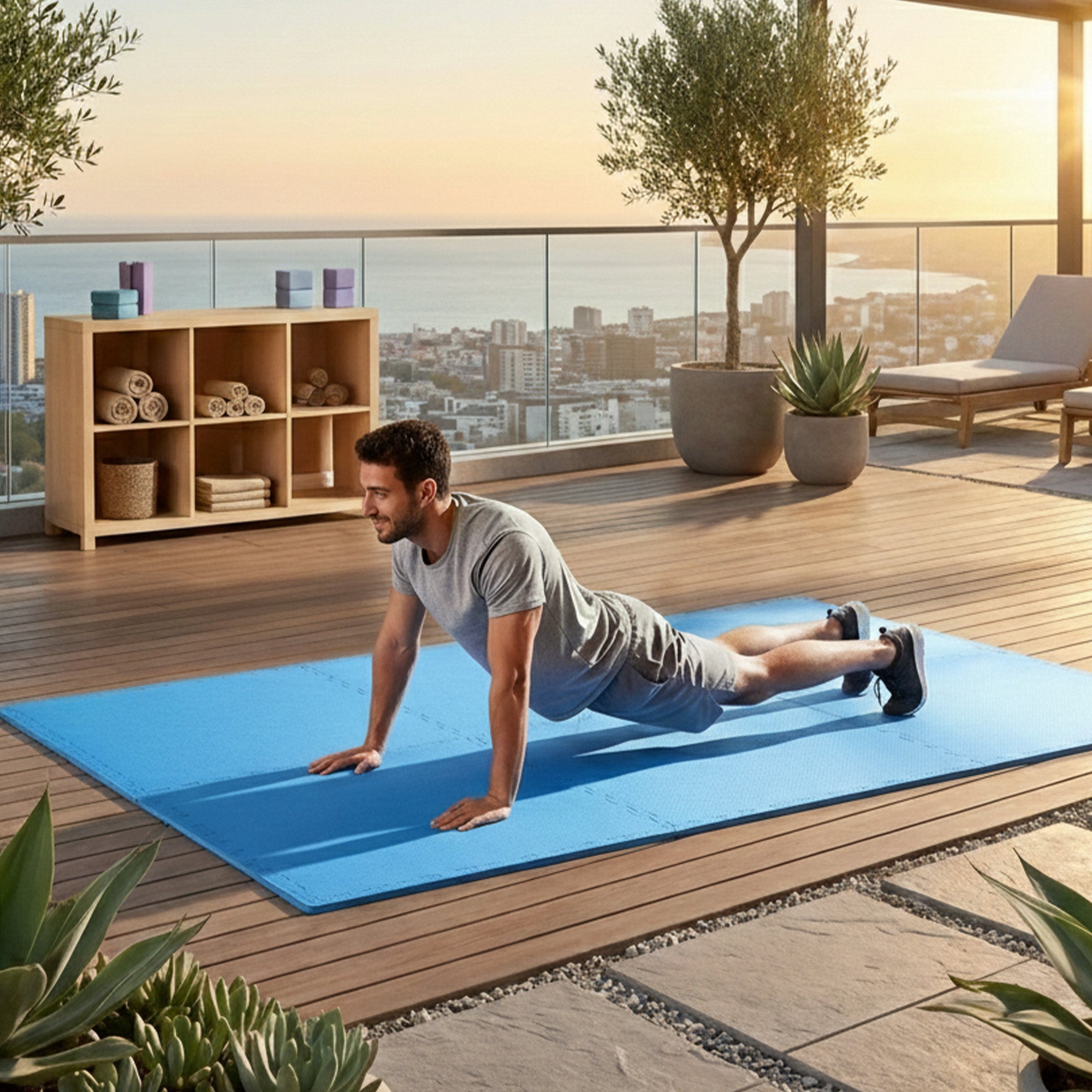 BalanceFrom Fitness 24 Sq Ft Interlocking EVA Foam Exercise Mat Tiles, Blue - VMInnovations