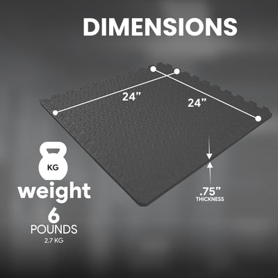 BalanceFrom Fitness 24 Sq Ft Interlocking EVA Foam Exercise Mat Tiles, Blk(Used) - VMInnovations