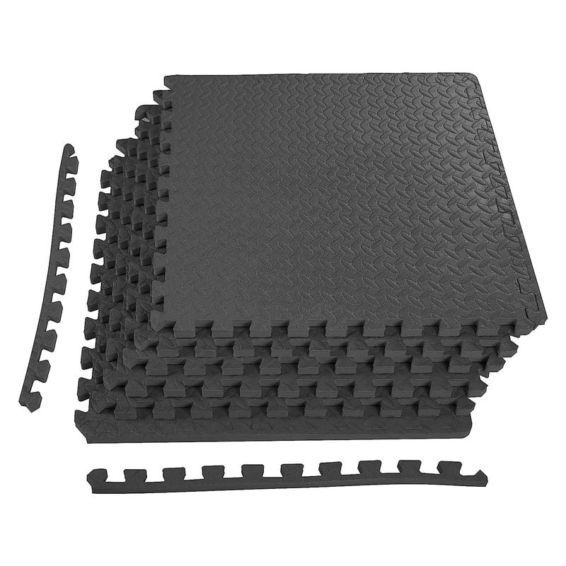 BalanceFrom Fitness 24 Sq Ft Interlocking EVA Foam Exercise Mat Tiles, Blk(Used)