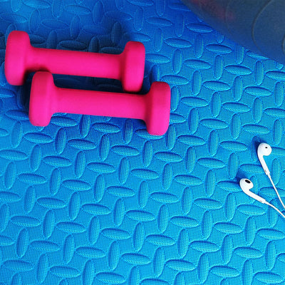 BalanceFrom Fitness 24 Sq Ft Interlocking EVA Foam Exercise Mat Tiles, Blue